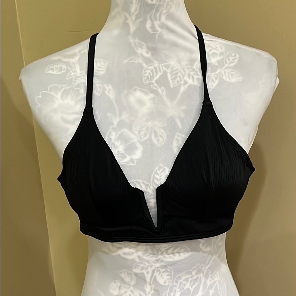 32B Push-Up Underwire Black Plunge bikini top by Shade & Shore